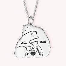 Personalized Papa Mama Bear Family Necklace With Baby Bears Heart And Engraved Names Mother's Day Father's Day Gift For Parent Grandparent Valentines