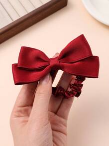 2pcs Hair Band Bow Hair Rope Hair Accessories High Ponytail Head Rope Low Ball Head Leather Band For Daily Travel Wear - Multicolor - View 5