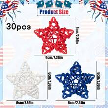 30pcs Independence Day Star Rattan Decoration - Versatile For Vase, Flowerpot, Hanging & DIY Crafts, Perfectly Reusable For Christmas Decor, Holiday Parties, Birthday Gatherings & Home Festive Arrangements