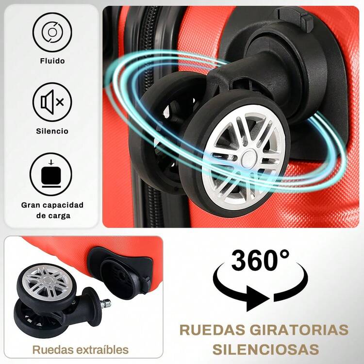 Set Juego 2 maletas Rigidas 18+20pulgadas Tsa Candado Maleta - Rojo - Añade 5