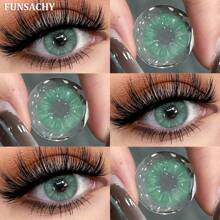 FUNSACHY 2pcs Natural Lenses Colored Contact Lenses For Eyes 14.2mm Green Eye Colorful Lenses Yearly Blue Gray Soft Eye Contacts Lens