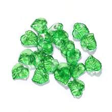 75 件 15 毫米透明绿色亚克力叶子吊坠叶珠带孔适用于耳环手链项链珠宝制作 DIY 工艺品绿色 - 綠色 - 查看 2