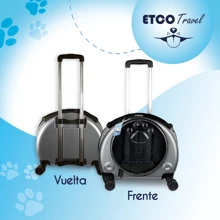Maleta de mano transportadora con ruedas 360 para Mascota tipo maleta carry on  perro y gato - Gris - Ver 2