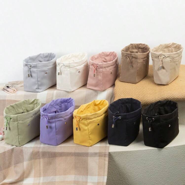 白色，更柔软，适用于水桶包，内袋，迷你包，中袋，储物内衬袋，双抽绳尼龙防水袋，大容量包袋配件，Picotin 15/18/22包内衬，包袋收纳袋，钱包收纳袋内衬，轻巧柔软的包中包 - 白色 - 查看 9