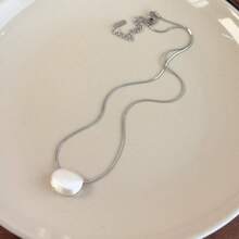 1pc Silver Brushed Minimalist Asymmetrical Geometric Heart Design Unique Statement Necklace - Necklace - View 14