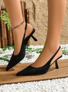 Xin Jing Shoes Fashionable Versatile High Heel Ladies Shoes, Women's Pumps For Commuting, Banquet, Backless Design - Black - View 7