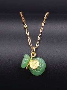 A Simple And Fresh Necklace With A Lucky Bag Pendant, And Exquisite For Women, Versatile Collarbone Chain