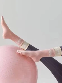 1 双女士普拉提防滑袜子女士吸汗透气运动袜长筒袜高弹力健身瑜伽袜