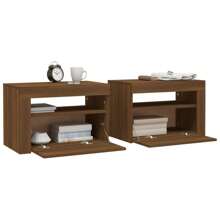 Table de chevet 2 pièces avec , bois marron, 60x35x40 cm