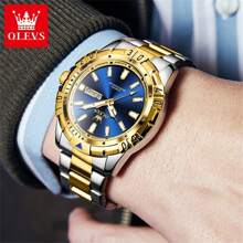 OLEVS Original Luxusmarken-Uhr für Herren, wasserdicht, Edelstahl, klassisch-Lässig, Quarz-Armbanduhr, Business-Datum-Woche, Herren-Uhr, Geschenk