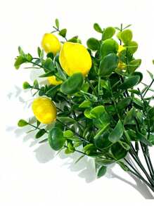4pcs Artificial Eucalyptus Branches, Artificial Lemon Fruit Decor, Suitable For Home, Dining Table, Outdoor Farmhouse Garden, Room, Office Decor, Party, Wedding, Gift, Center Piece,Fake Plants