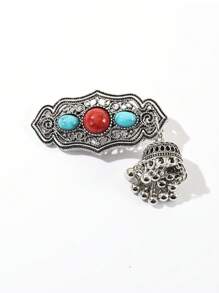 1 pieza Elegante Clip de Cabello de Estilo Vintage con Campana de Cristal y Borla, Aleación de Estilo Palaciego Chino, Apropiado para Atuendos Diarios, Fiestas y Todas las Estaciones