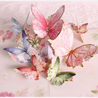 Swam 3D Pop-Up Greeting Card With Envelope, Featuring Gold Foil Butterfly And Floral Designs, Suitable For Mother, Grandparent, Teacher, Coworker, Wife, Girlfriend - Ideal For Teacher's Day, Thanksgiving, Easter, Christmas, New Year, Anniversary, Birthday, Valentine's Day - Versatile Celebration Card For Any Recipient,Back To School,School Supplies