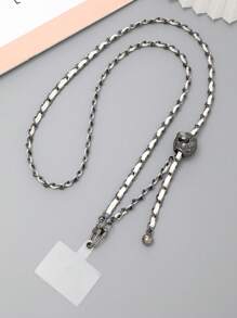 枪形可调节 PU 皮革长带配银链，可拆卸手机挂绳配透明卡夹，适合送给母亲、家人、朋友、生日、节日的礼物，手机挂饰，手机链 - 彩色 - 查看 5