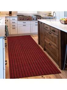 1pc Kitchen Dining Room Carpet Anti Slip Door Mat, Solid Color Stripe Kitchen Carpet Floor Mat, Easy To Clean, Suitable For Hallway, Kitchen, Dining Room, Bathroom, Entrance Door Mat