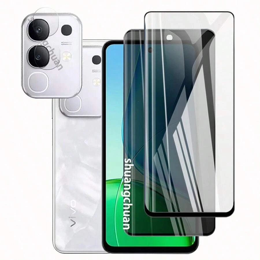 3合1 适用于 VIVO Y29 4G 钢化玻璃 Y29 透明屏幕保护膜 防窥全覆盖屏幕保护膜 防偷看隐私膜 相机镜头膜 - 3in1 - 查看 1