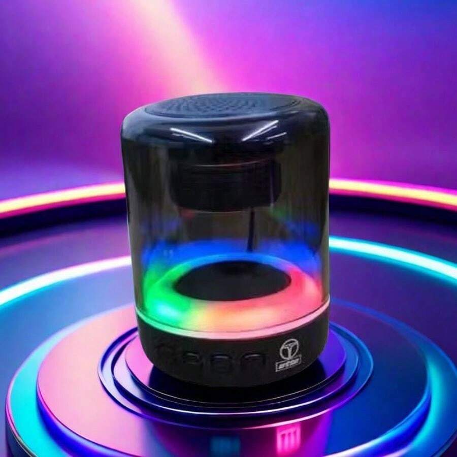 OT-88 Transparent Glass Speaker With RGB LED Bluetooth 5.0 Portable Multimedia - Multicolor - View 1
