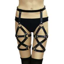 1pc Women's Leather Punk Style Corset Belt, Fashion Sexy Exaggerated Garter Belt Leg Strap Waist Belt - Black - View 4