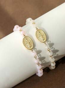 1PC Pulseira com pingente de cruz Maria elegante e simples, joia elegante e delicada, adequada para festas, uso diário para dar às mulheres presentes de Natal