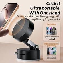 [New Magnetic Vacuum Suction Cup] New Advanced Technology Vacuum Suction Cup Magnetic Bracket, Foldable Lifting Desktop Bracket, ABS Material ,Phone Stand,Car Accessories Compatible With IPhone, Android Phone, Gift For Birthday, Family, Friends Car Phone Holder