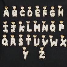 26 Letters 18K Gold Plated Cubic Zirconia Initial Pendant Necklace, Unisex Hip Hop Style, 22" Or 24" Chain Length, Christmas & New Year Gift - Silver - View 8