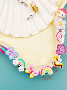 12 件/套女孩美人鱼贝壳无痛夹式耳环，可爱卡通树脂珠宝配饰，日常佩戴 - A - 查看 3