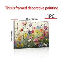 1pc Blooming Wildflower Canvas Wall Decor Painting - Wood Frame, Bright Floral Print, For Home And Office Decor, For Living Room, Bedroom, Kitchen - Rural Style, Floral Home Decoration, The Ideal Choice For New Home Housewarming Gifts.