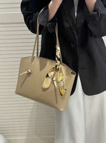 Women Chic Pattern Tote Bag Shoulder Bag - Khaki - View 5