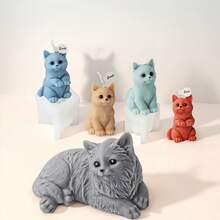 3D Mini Kitten Silicone Candle Mold Cute Standing And Sitting Cat Aromatherapy Handmade Beeswax Mould Animal Themed Polymer Clay Soap Craft DIY Tool For Home Decoration Art Supplies Unique Gifts