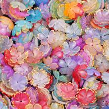 50pcs Colorful 15x17mm Acrylic Leaf Shape Beads With Golden Rim, DIY Jewelry Making - Earrings & Accessory Craft Supplies