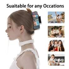 动漫风格仙人掌发爪夹 | PU 皮革波西米亚风发饰 | 时尚发夹仙人掌发爪夹适合浓密的头发 |“卡哇伊仙人掌发夹 | 艺术 PU 皮革爪 | 动漫女孩发饰”