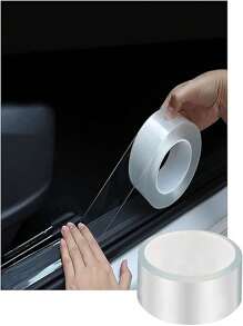 1 Roll Of Car Sill Strip Anti-Stepping Sticker Scratch Protection Car Door Pedal Protection Strip, Body Anti-Scratch Protection Tape, Single-Sided Nano Tape, Anti-Trampling Sticker Trunk Anti-Collision Sticker, Transparent General Decoration Supplies, Suitable For Car Decoration, Car Protective Film, Windproof, Scratch Resistant - Clear - View 1
