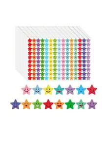 6000张星形贴纸，15种设计，笑脸奖励表标签，适用于DIY手工制作；3000张剪贴簿、办公及学习用品；笑脸五角星贴纸；返校用品；毕业派对文具；奖励和鼓励贴纸，适合孩子返校后使用；也可作为新年礼物，在万圣节、平安夜和圣诞节送给朋友。 - 彩色 - 查看 10