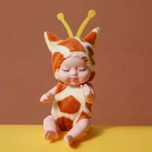 1pc 11cm Mini Plush Reborn Baby Doll, Role Play Stuffed Princess Doll With Movable Limbs, Changeable Clothes, Suitable For 0-3 Years Old Girls