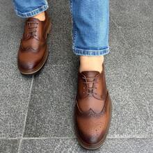 Zapato Bostoniano De Piel Cafe Sombreado Para Hombre Zapato Oxford - Marrón - Ver 5