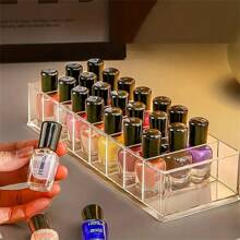 Caja de almacenamiento de esmalte de uñas de acrílico, estante de exhibición transparente, organizador de cosméticos, herramienta para salón de uñas, caja de gestión de cables de escritorio, fácil de limpiar, para vacaciones en la playa, colección de baño, colección de dormitorio, gran capacidad - Transparente - Ver 13