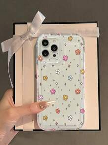 Flower & Little Star Print Clear Case Compatible With IPhone 16/11/12/13/14/15/15pro/15 Plus/15 Promax/7plus/8plus/X/Xs Max/Xr/11pro/12pro/13pro/14pro/12mini/13mini/11promax/12promax/13promax/14promax/14plus/6/6s/6plus/7/8/16Pro/16plus/16promax/Se& Galaxy/A54/A14/A12/A13/A15/A32/A33/A24/A52S/S20/S21/S22/S23/S24/S23Plus/S24ultra/S25,International Version, Not The Domestic Version - Multicolor - View 3