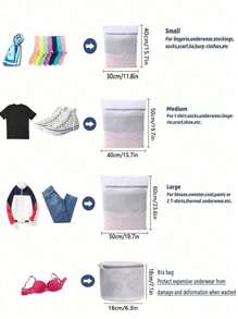 Large-Size Fine Mesh Laundry Bags, High-Quality Zipper Polyester Delicate Laundry Bags, Suitable For Storage And Dorm Use, Multi-Size Travel Storage Bags Travel Essentials Travel Accessories Travel Must Haves - White - View 4