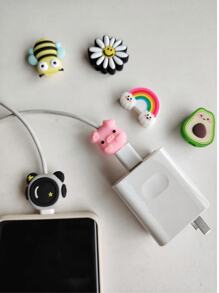 10pcs Cartoon Cable Protector, Cute Data Line Anti-Break Decoration, Compatible With Apple 12/13/14/15 Cable Protection Cover, Including Avocado/Butterfly Pig/Astronaut/Heart/Flower Styles - Best Gift Charger Protector