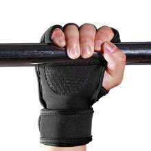 1pair Unisex Fingerless Weightlifting Gloves With Hook & Loop Fastening For Gym Fitness Training Gym Accessories - Black - View 7