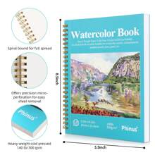 30 Sheets Watercolor Sketchbook 5.5 X 8.5 Inch, Watercolor Paper Cold Press (140lb/300gsm), Spiral Bound Water Color Pad For Adults , Mixed Media, Markers And Art Journaling,Mother's Day,Mom's Gift - Blue - View 2