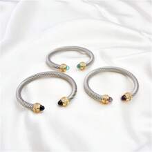 سوار فاخر من الفولاذ المقاوم للصدأ مزين بالسيراميك الملون زركونيا للنساء ،اكسسوارات الزفاف ، هدية للفتيات