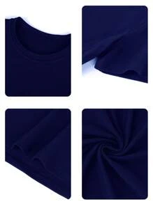 I'am Just Girl Women's Summer Street Simple Letter Personalized Printed Pattern Round Neck T-Shirt Daily Wear Style Clothing Women's Top. Graphic Tees Women - Navy Blue - View 2