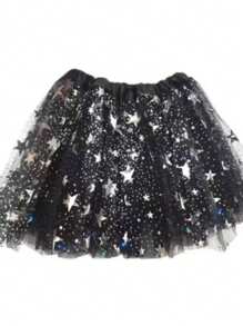 Tulle Skirt With Star Details Carnival Tutu A-9 - 黑與白 - 查看 1