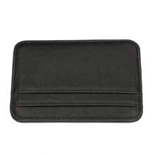 Tarjetero de Cuero Genuino, Tarjetero Delgado para Tarjetas de Negocios, Estuche para Tarjetas de Crédito, Pequeña Cartera para Hombres, Etiqueta de Tarjetero Negra - Negro - Ver 2