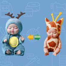 1pc 11cm Mini Plush Reborn Baby Doll, Role Play Stuffed Princess Doll With Movable Limbs, Changeable Clothes, Suitable For 0-3 Years Old Girls