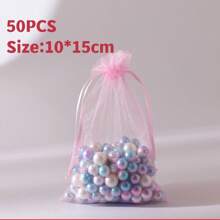 10/50/100pcs Medium Size: 10*15cm Organza Gift Packaging Bags, Wedding Candy Bags, Wedding Favor Bags, Gift Packaging Supplies, Organza Bags For Wedding & Celebration Gift Packaging - Multicolor - View 58