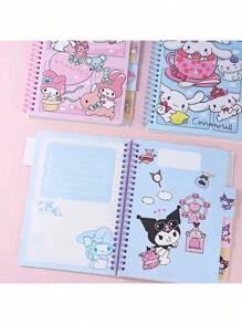Sanrio Cartoon Sanrio Notepad Stationery Set Gift Box, Including Kuromi, Cinnamoroll, My Melody Coil Notebook, Pens, Stationery Set, Sanrio Planner, Suitable For Students, Kids, Birthday, Valentine's Day, Easter, New Year 2025, Back To School Gift (Random Style & Color)