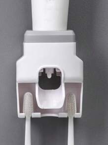 1pc Toothbrush holder with Toothpaste dispenser Wall Mounted Bathroom - Toothpaste squeezer - Bathroom Storage Box Storage Accessories set