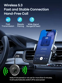 REMAX Wireless Receiver/Transmitter For Car(2-In-1);Noise Cancelling;3.5mm AUX;Wireless Car Adapter;Wireless Audio Receiver For Home Stereo/Wired Headphones;Hands-Free Call;Essential Car Stuff For Travel;Practical Car Accessories - Grey - View 3